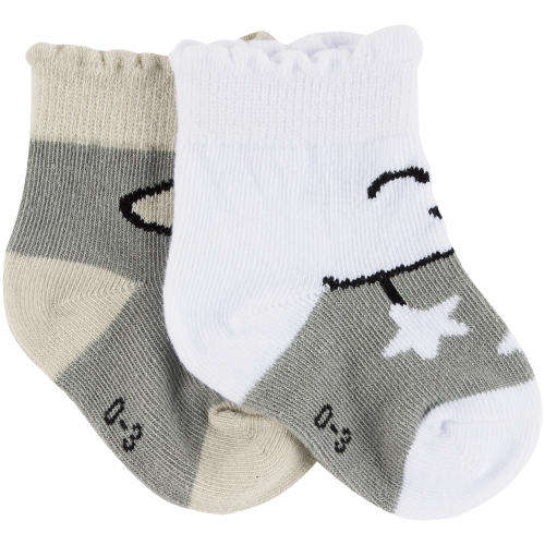 Unisex 2 Pack 3D Monochrome Anklet Socks 0-3M