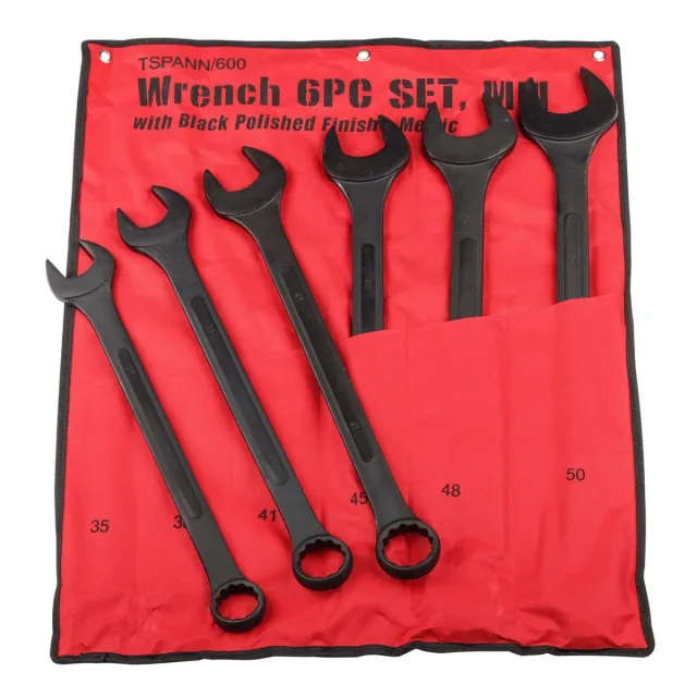 6 PCS Black Oxide Jumbo Wrench Set (Metric Carbon Steel)