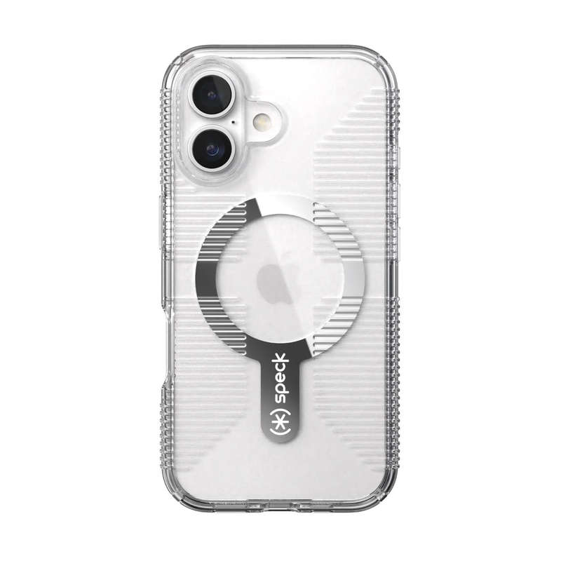 Speck Gemshell Grip MagSafe Case  Apple iPhone 16  Clear & Chrome