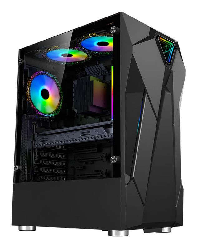 Armaggeddon Tron Holo-5 ATX Gaming Chassis with RGB Holographic Panel - Black