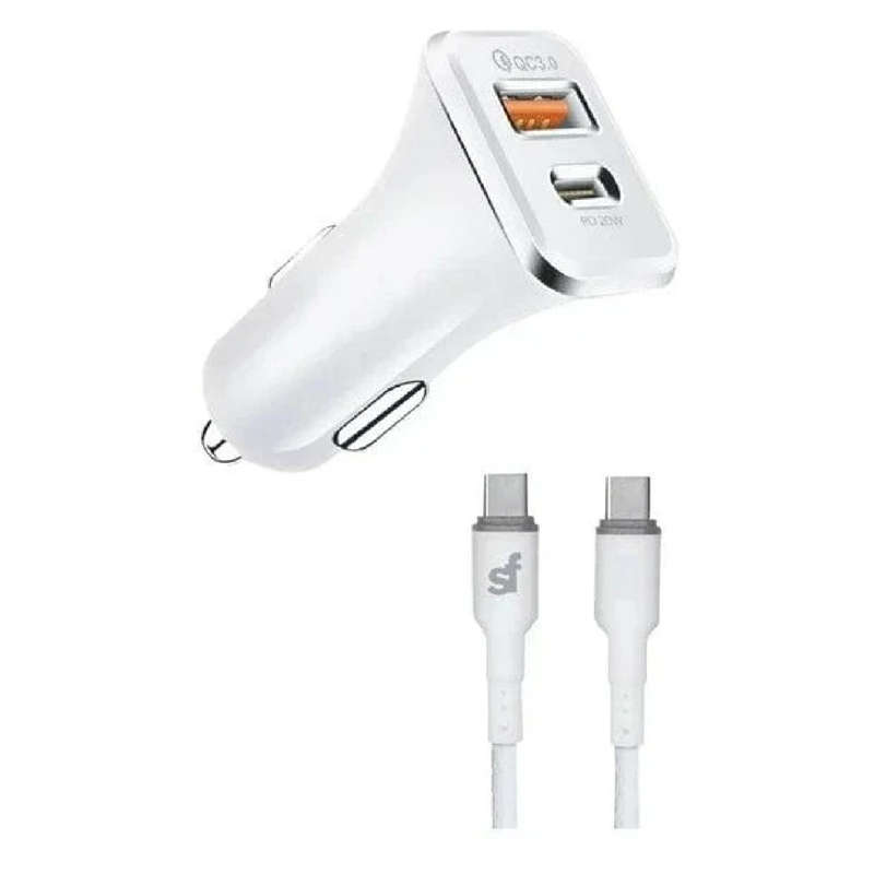 Supa Fly 38W Dual USB PD and QC Car Charger with Type C Cable