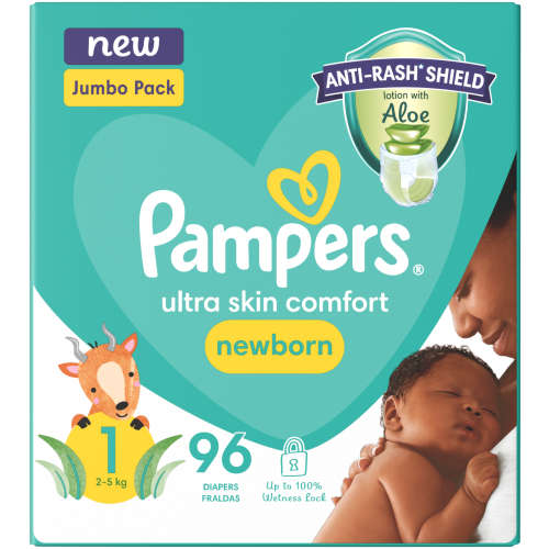 Pampers New Baby Dry Nappies Jumbo Pack Size 1 96's