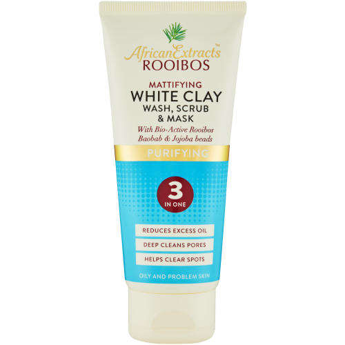 African Extracts Purifying White Clay - Wash, Scrub and Mask 100ml