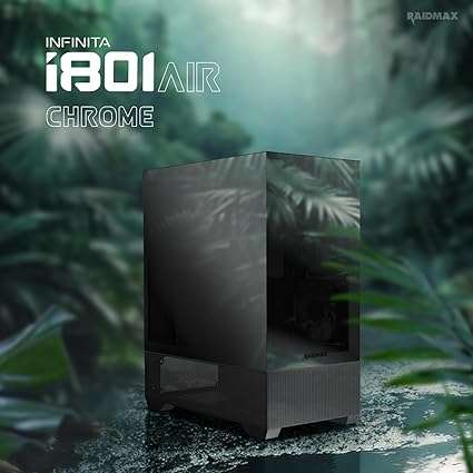 Raidmax 801 Air Chrome Micro-ATX Mini-ITX ARGB Gaming Mid-Tower Case, Black