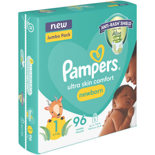 Pampers New Baby Dry Nappies Jumbo Pack Size 1 96's
