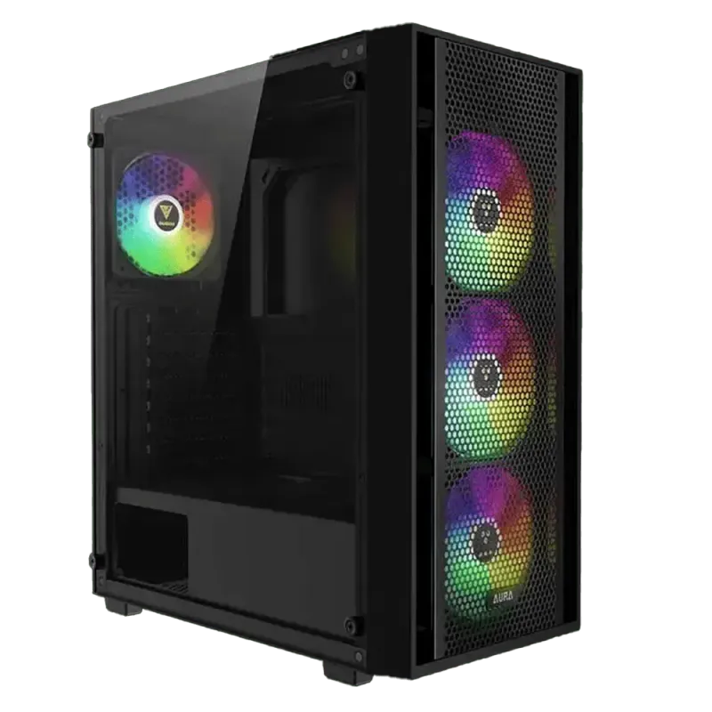 Premium Black Gaming Case with 4 ARGB Fans & Tempered Glass  AURA GC2 ELITE