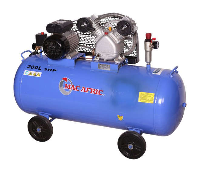 MAC AFRIC 200 Litre 2.2 KW (3 HP) 230 V Belt Driven V-Type Compressor