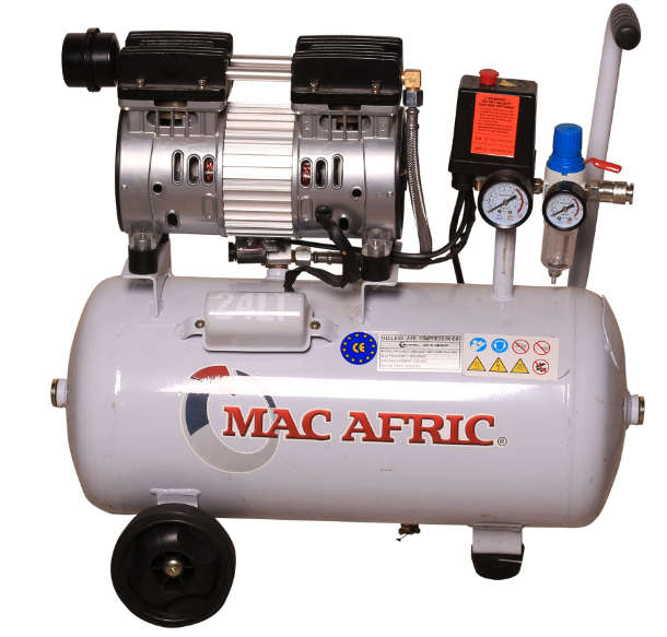 MAC AFRIC Professional 24 Litre 0.6 KW (0.8 HP) 230 V Oil Free Silent Air Compressor
