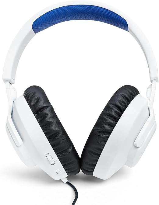 JBL Quantum 100P Console Wired Gaming Headset, White/Blue