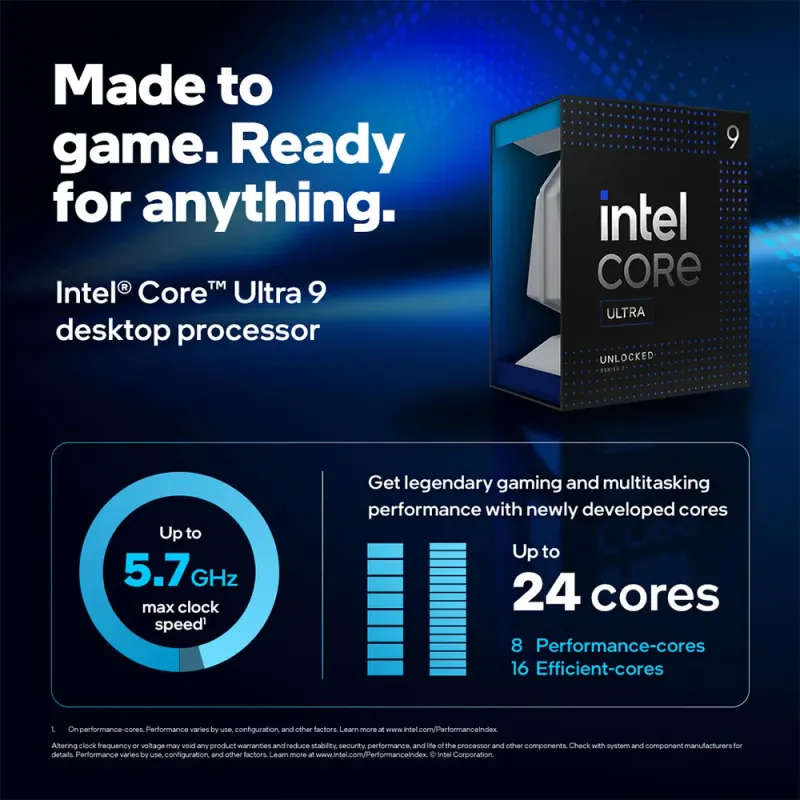 Intel Core Ultra 9 285K Desktop Processor | 24-Core | Up to 5.7GHz | Integrated Graphics | LGA 1851