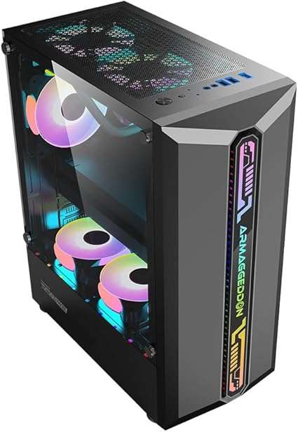 Armaggeddon Tritron Pro 300 ATX Gaming Chassis with RGB Ambilight Strips and ARGB Fans - Black