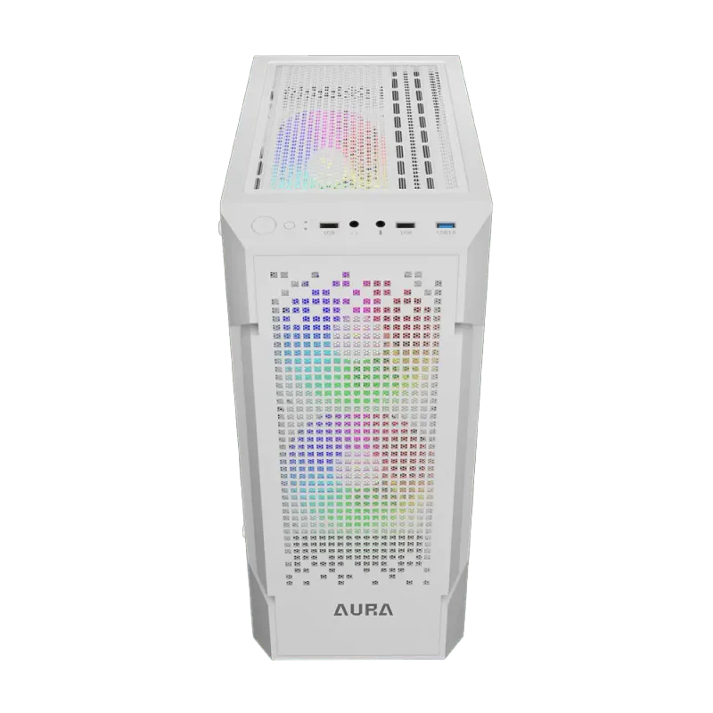 White Mid Tower Gaming Case with ARGB Fans & Tempered Glass  GC7