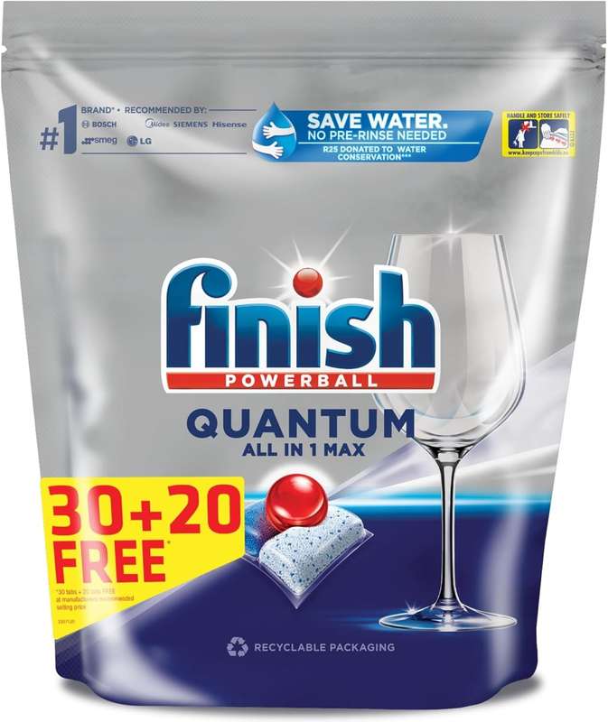 Finish 30+20 Auto Dishwasher Tablets, Quantum Thermo-Forming Tabs, Lemon