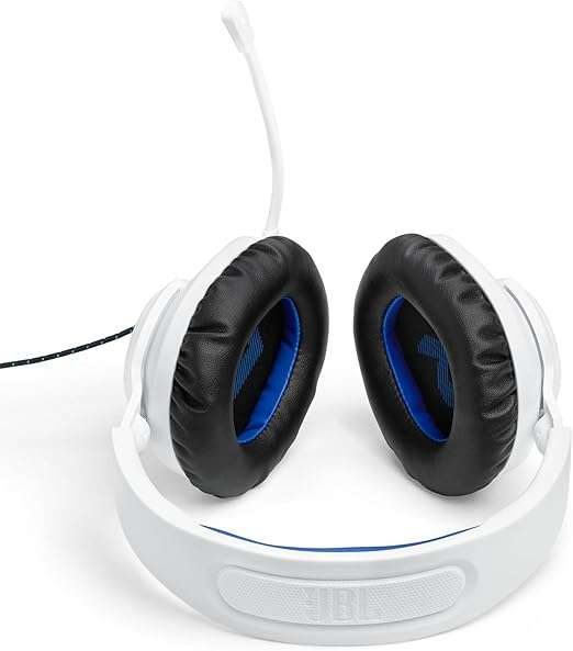 JBL Quantum 100P Console Wired Gaming Headset, White/Blue
