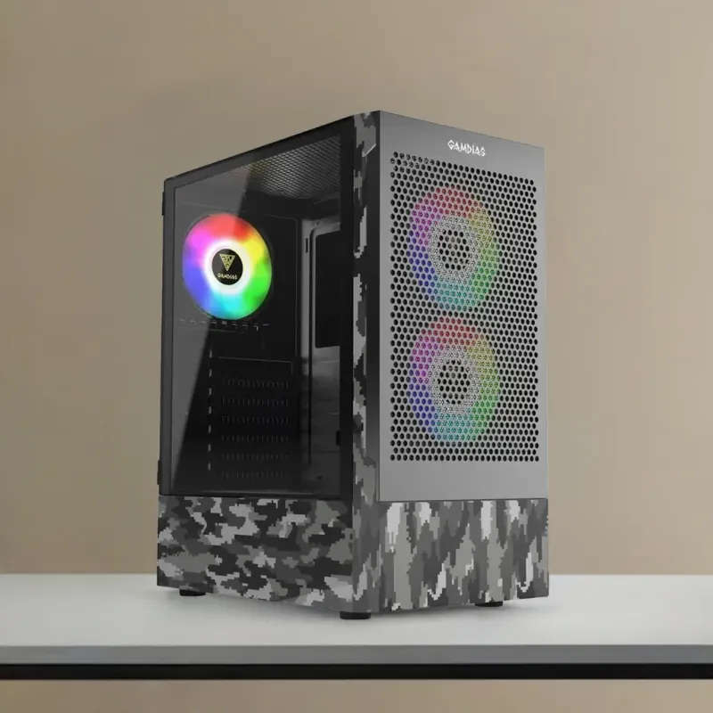 Gamdias Camo Edition Talos E3 Mesh Gaming Case with ARGB Fans & Tempered Glass
