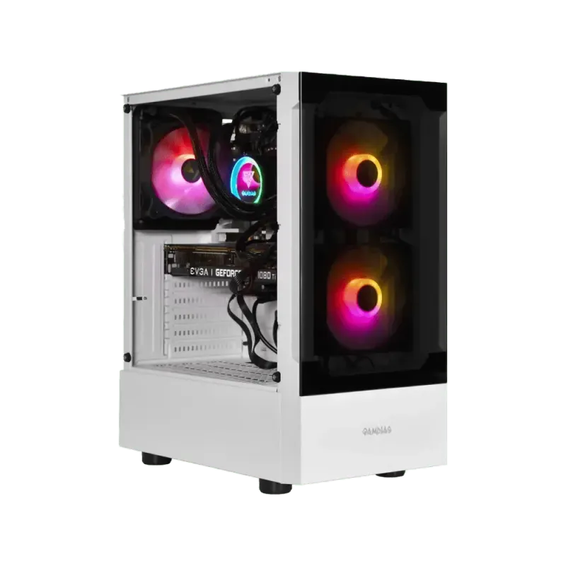 Premium White Compact Mid-Tower Gaming Case with ARGB Fans  TALOS E3