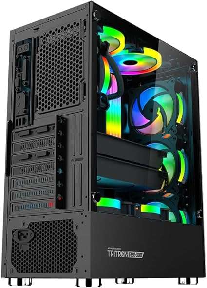 Armaggeddon Tritron Pro 300 ATX Gaming Chassis with RGB Ambilight Strips and ARGB Fans - Black