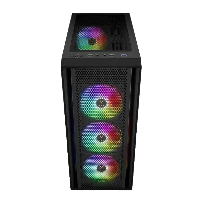 Premium Black Gaming Case with 4 ARGB Fans & Tempered Glass  AURA GC2 ELITE