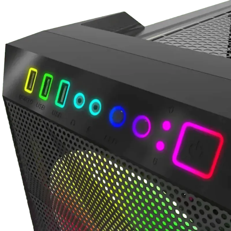 Mid Tower Gaming Case with Dual 200mm ARGB Fans & Tempered Glass  APOLLO M1