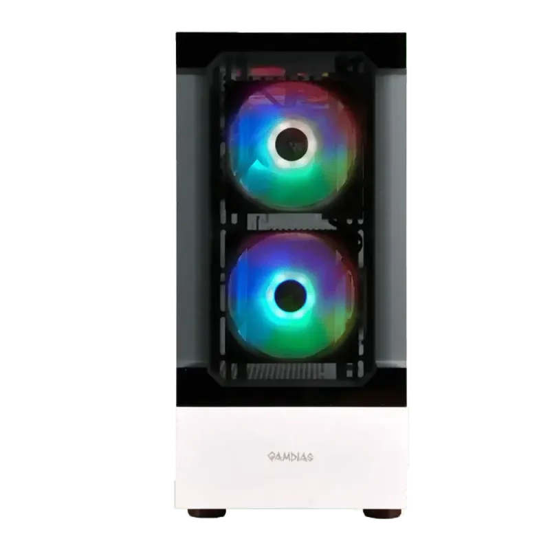 Premium White Compact Mid-Tower Gaming Case with ARGB Fans  TALOS E3