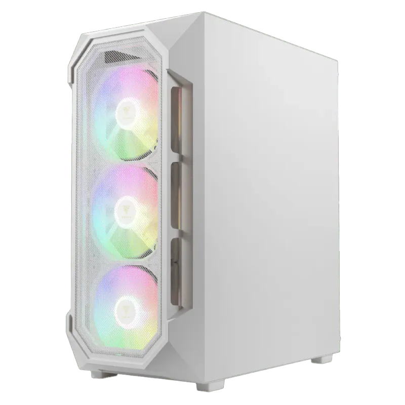 White ATX Gaming Case with ARGB Fans & Tempered Glass  Gamdias AURA-GC1-ELITE