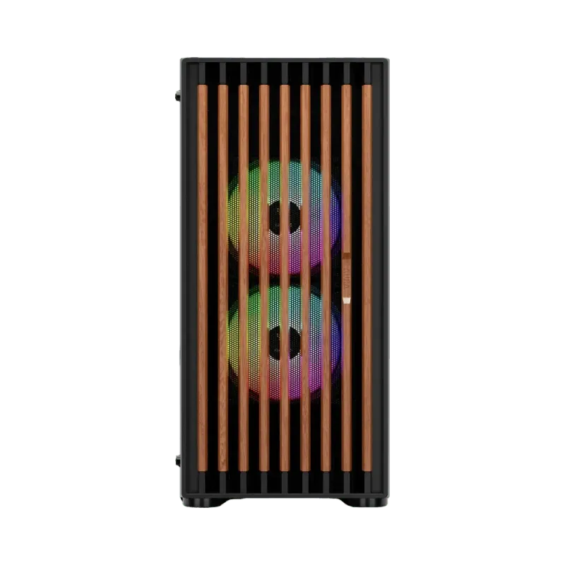 Gamdias Aura GC4 Tempered Glass Gaming Case with Walnut Mesh Front & ARGB Fans  Black