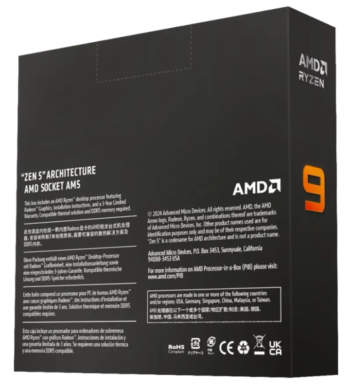 AMD Ryzen 9 9900X Processor (12-Core 24-Thread, Socket AM5)