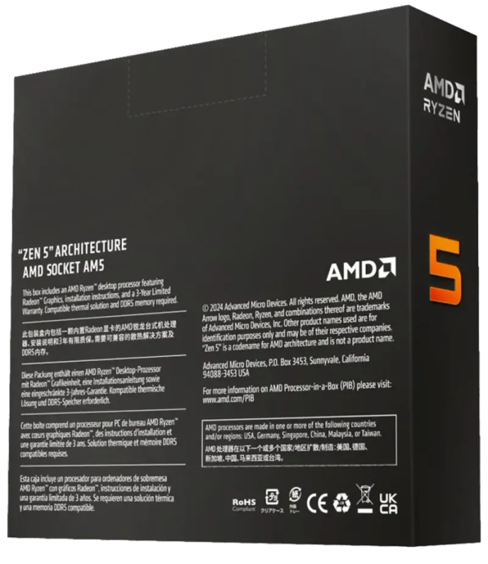 AMD Ryzen 5 9600X Processor (6-Core 12-Thread, Socket AM5)