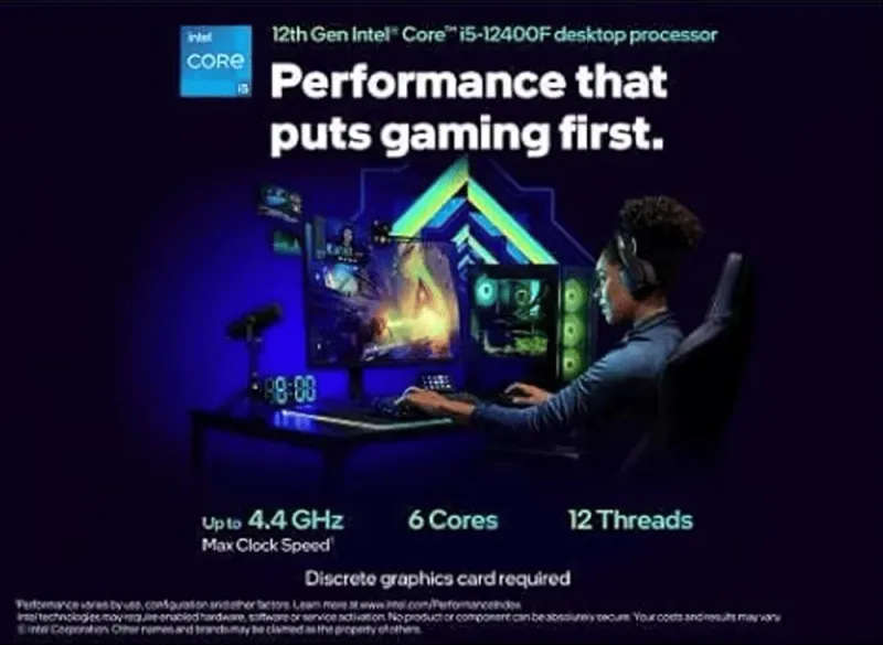 Intel Core i5-12400F 6-Core Processor with 4.4GHz Boost (No Integrated Graphics)