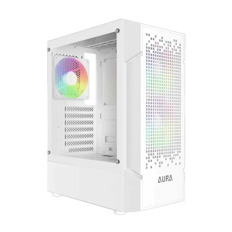 White Mid Tower Gaming Case with ARGB Fans & Tempered Glass  GC7
