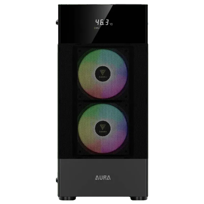 Mid-Tower PC Case with Digital Display & RGB Fans  Aura GC5