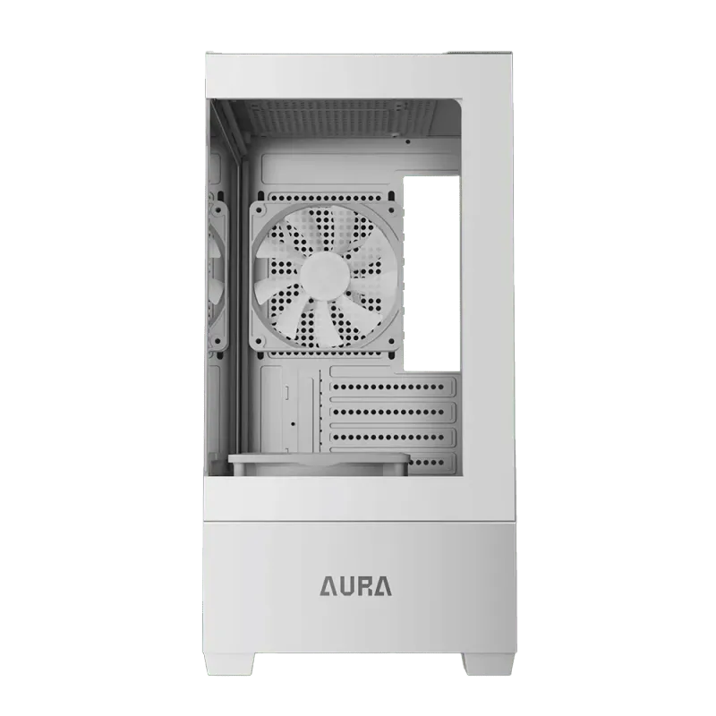 White ATX Mid Tower Gaming Case with ARGB Fans & Tempered Glass