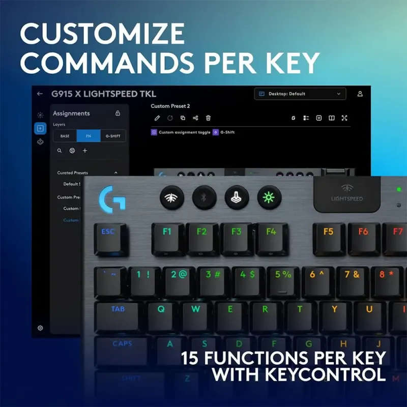Logitech G915 X TKL Tenkeyless Wireless RGB Mechanical Gaming Keyboard  Black
