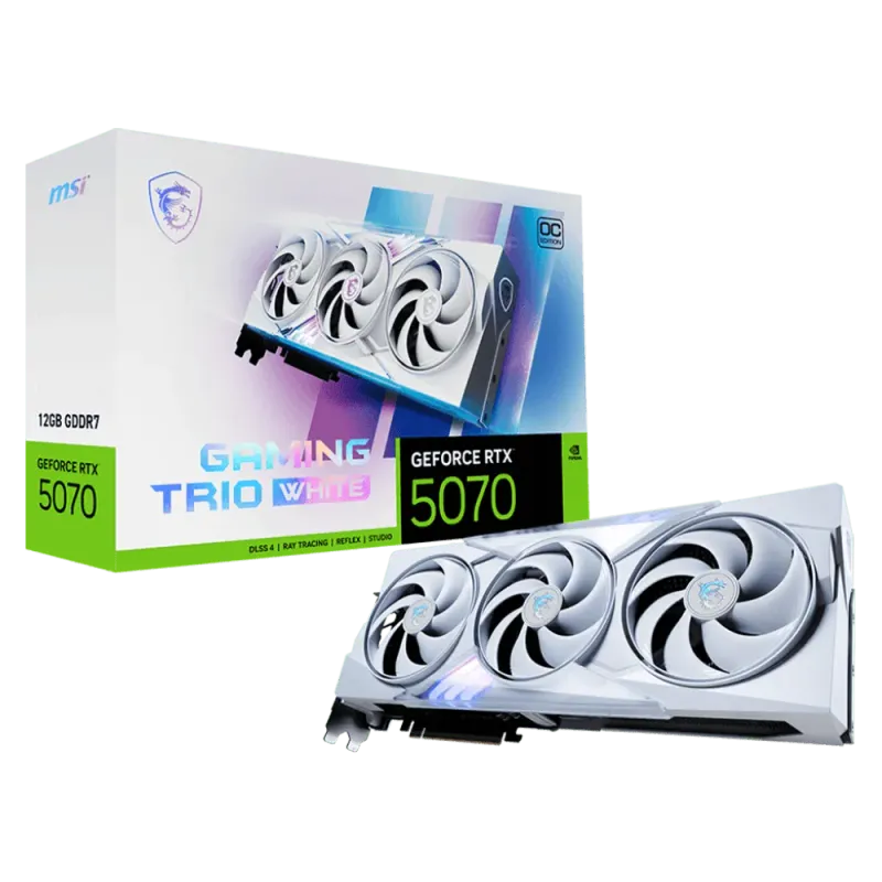 MSI GeForce RTX 5070 12GB Gaming Trio OC Graphics Card - White
