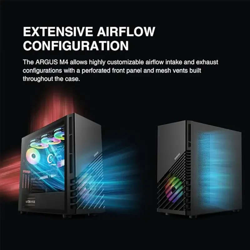Gamdias Argus M4 Tempered Glass Gaming Case - Black