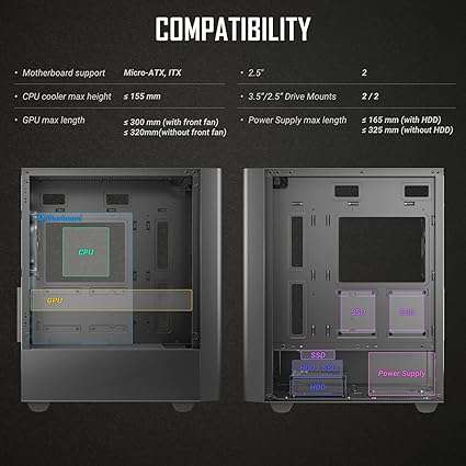Antec NX500M Micro-ATX Mid Tower Gaming Chassis - Black