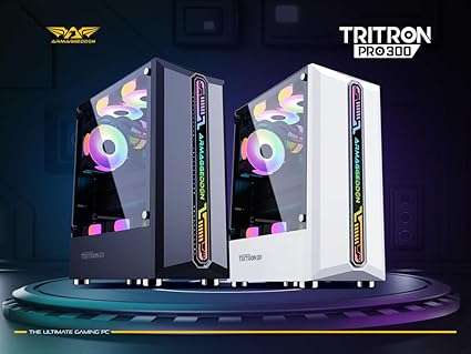Armaggeddon Tritron Pro 300 ATX Gaming Chassis with RGB Ambilight Strips and ARGB Fans - Black