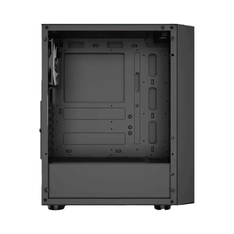 Gamdias Aura GC4 Tempered Glass Gaming Case with Walnut Mesh Front & ARGB Fans  Black