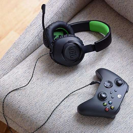 JBL Quantum 100X Console Wired Gaming Headset, Black/Green