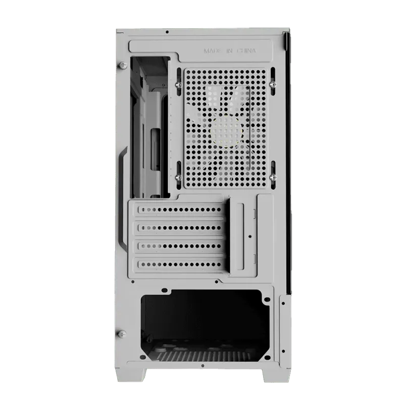White ATX Mid Tower Gaming Case with ARGB Fans & Tempered Glass