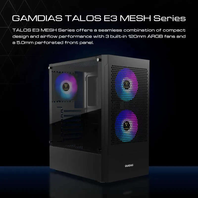 Gamdias Talos E3 Mesh Gaming Case - Black
