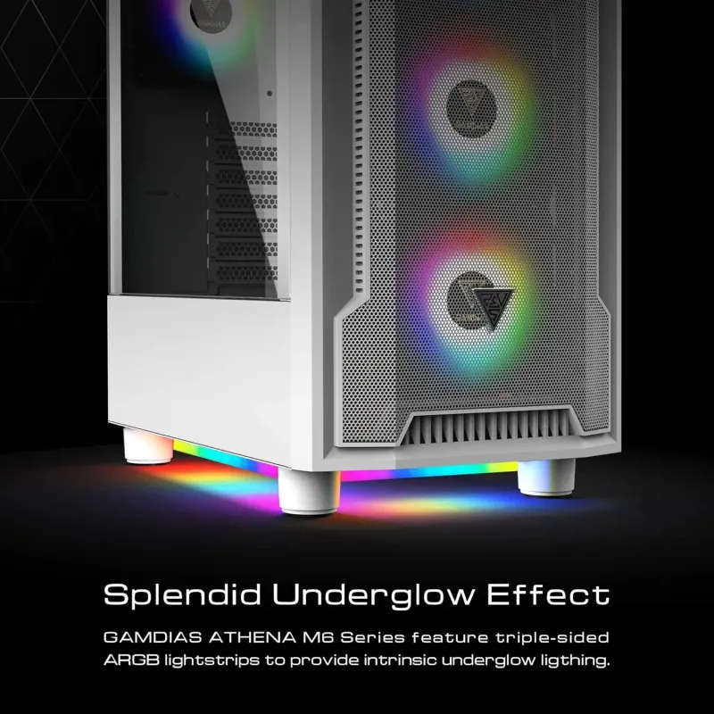 Gamdias Athena M6 Lite Gaming Case - Stylish White Design