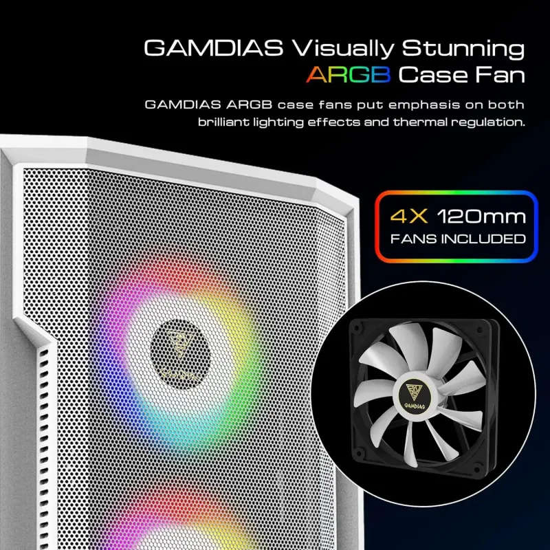 Gamdias Athena M6 Lite Gaming Case - Stylish White Design