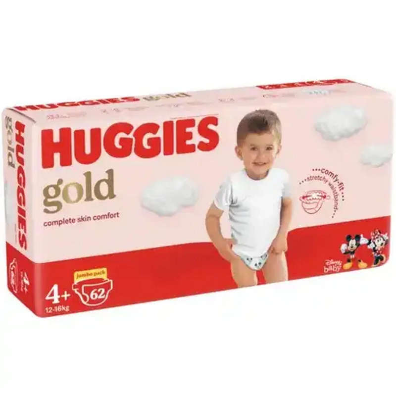 Huggies Gold Size 4+ Disposable Nappies 62 Pack