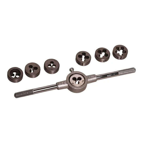 8-Piece Metric Die Set with Titanium Nitride Coated Alloy Steel Dies
