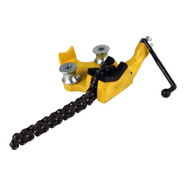 Heavy-Duty Chain Pipe Vice with Cast Iron Base & Tubing Bender