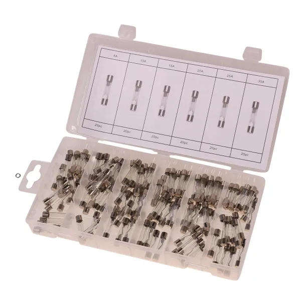 120-piece Auto Glass Fuse Assortment  Assorted Amp Ratings with Storage Case