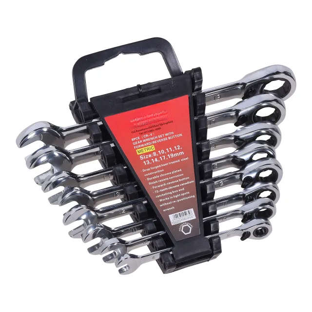8 PCS Gear Wrench Set with Forward/Reverse Button