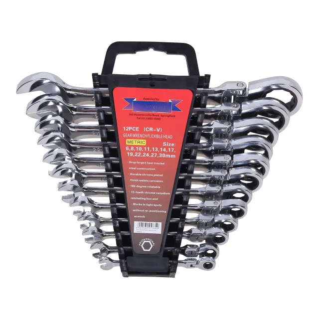 12-Piece Gear Wrench Set with Flexible Head