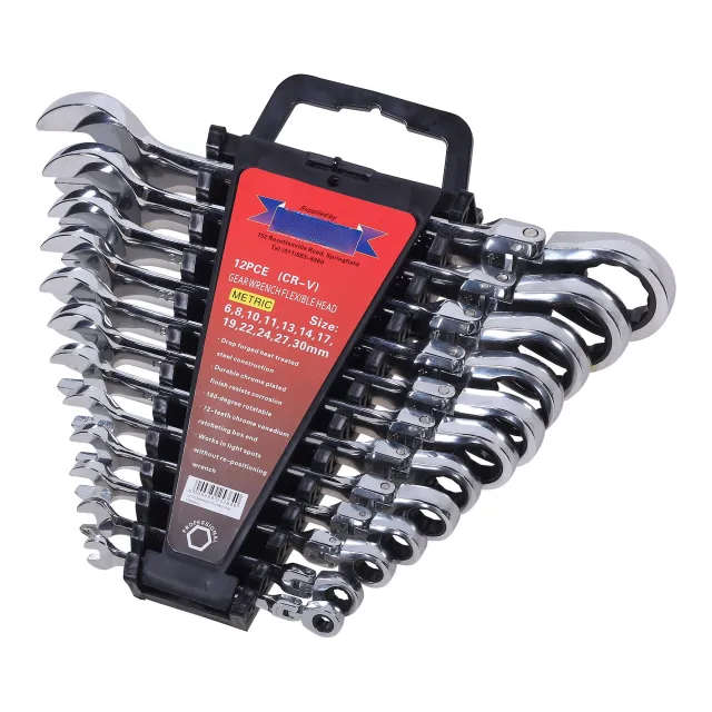 12-Piece Gear Wrench Set with Flexible Head